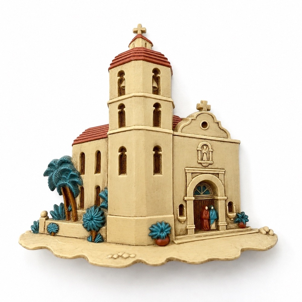 Vintage Burwood Products 1993 Spanish Mission Church Wall Hanging Resin 3291-1B